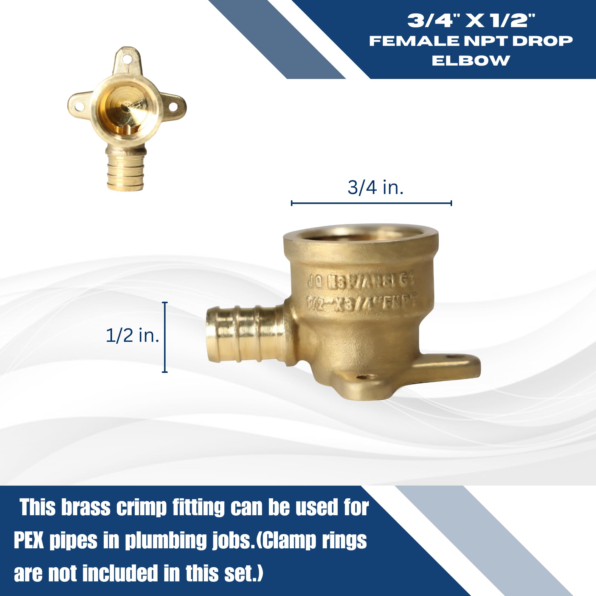 5 codos XFITTING de 1/2 pulgada Pex x 3/4 pulgadas hembra NPT