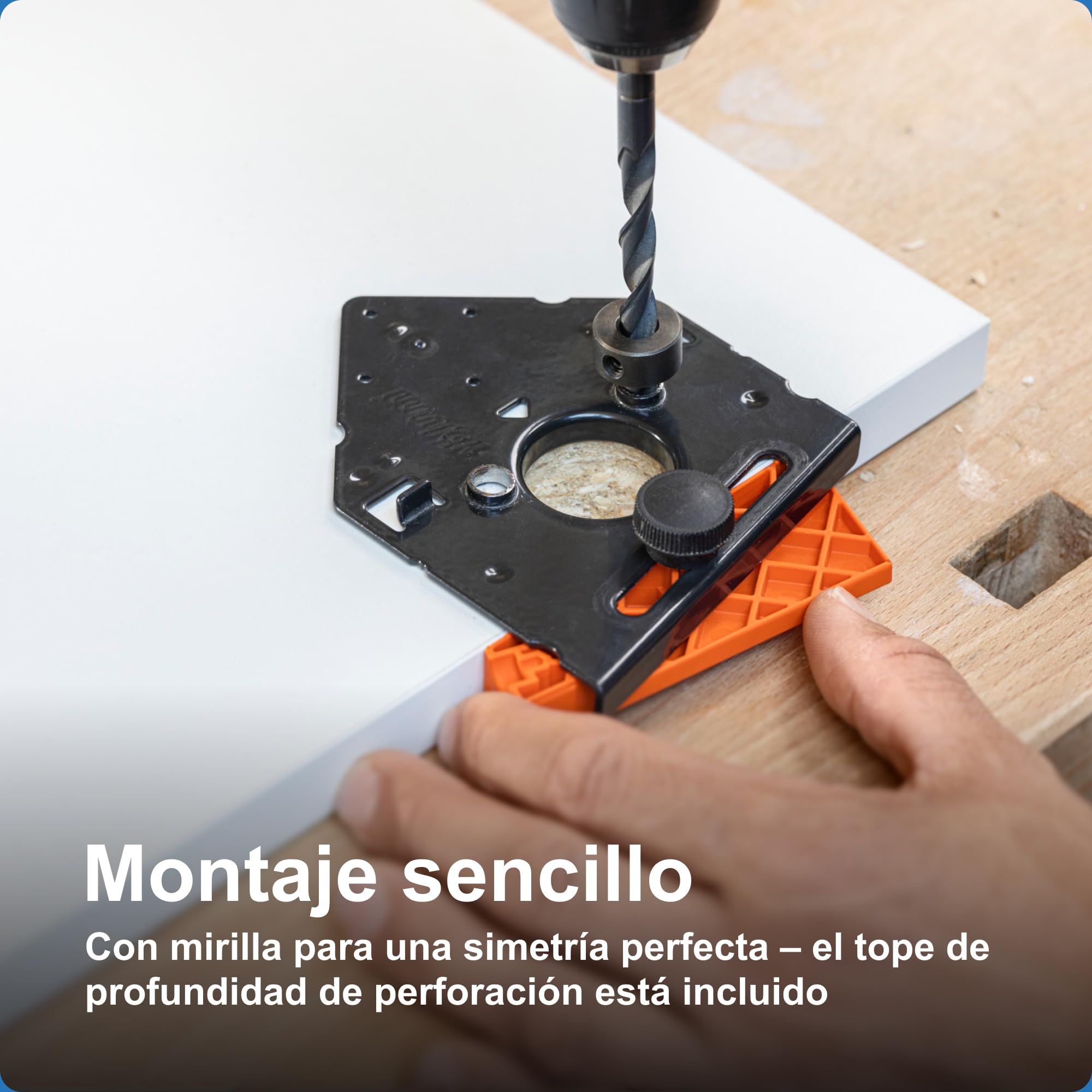 Blum Bisagras para armarios y muebles, guía de perforación, escala de 2 mm a 8 mm, con placas de montaje para atornillar, para bisagras