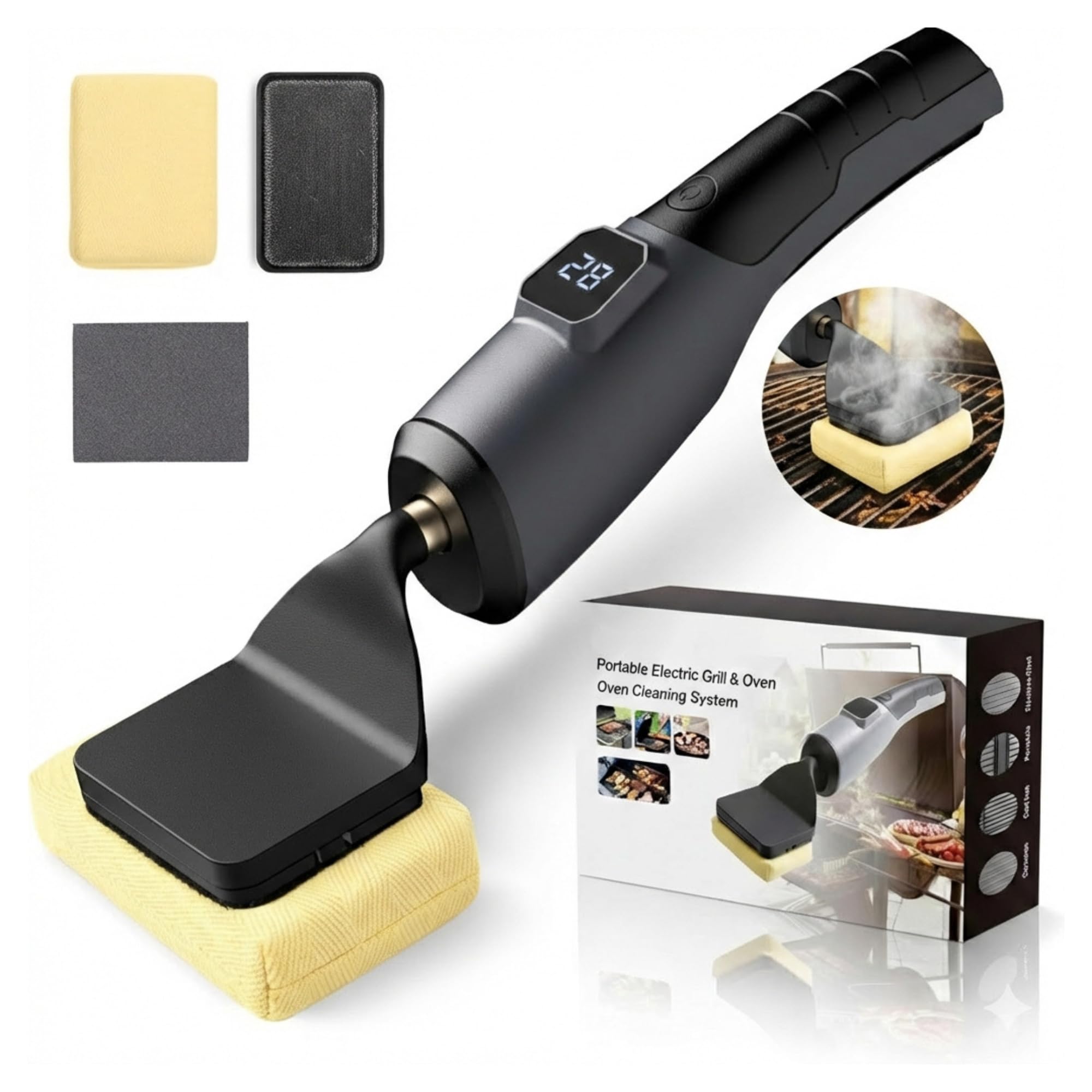 Airlovers Electric Grill Brush 2026, Manual-Mimic Grill Cleaning Brush with Pressure Sensitive Speed, No-Splatter Powerful Bristle-Free Grill Cleaner Brush for Gas, Charcoal, Smoker & Grates Grey