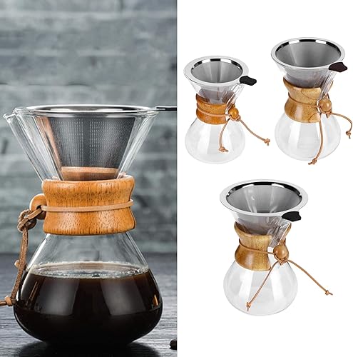 Miniatura 9 de Yosoo Cafetera de vidrio para verter sobre vidrio, olla de café por goteo de alta temperatura con filtro de acero inoxidable reutilizable