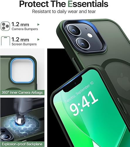 Miniatura 5 de Maozis Funda magnética para iPhone 12iPhone 12 Pro, compatible con MagSafe, protección contra caídas de grado militar, a prueba de golpes,