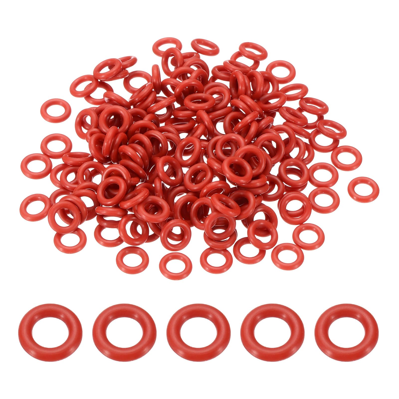 uxcell 200Pcs AS568 AS-008 Silicone O-Ring, 70A Durometer, 3/16" ID, 5/16" OD, 1/16" Width Sealing Gasket for Automotive Machine Pipe Valves, -40°C-200°C, Red