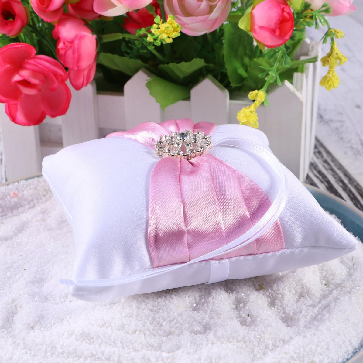 Wedding Ring Bearer Pillow Cushion Pink Cloth 10x10cm