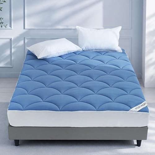 YOUR MOON Cooling Mattress Pad King Size, Soft Breathable Pillow Top Mattress To