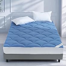 YOUR MOON Cooling Mattress Pad Queen Size, Soft Breathable Pillow Top Mattress Topper for Hot Sleepers, Quilted Fitted Bed Cover with 8-16 Deep Pocket, 500GSMBlue