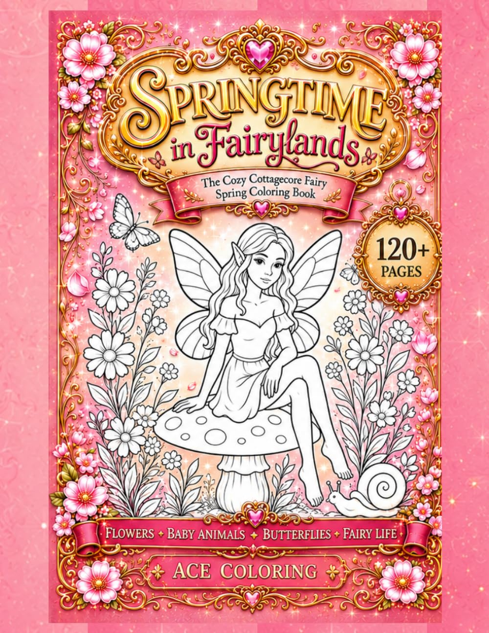 SPRINGTIME IN FAIRYLANDS : The Enchanted Villages of the Fairylands : The Four Seasons of Fairylands: The Cozy Cottagecore Fairy Spring Coloring Book