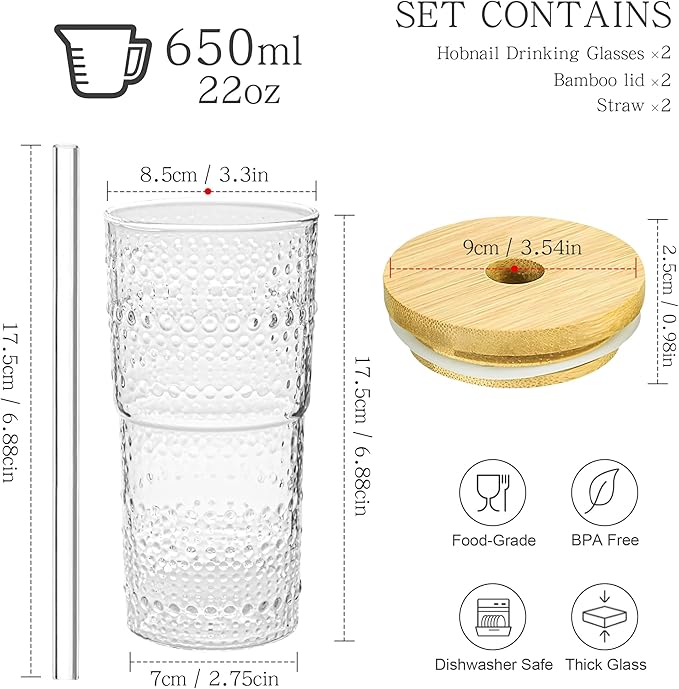 Pack de 2 Vasos Icesip 20oz con Tapa de Bambú y Pajilla de Vidrio miniatura 3