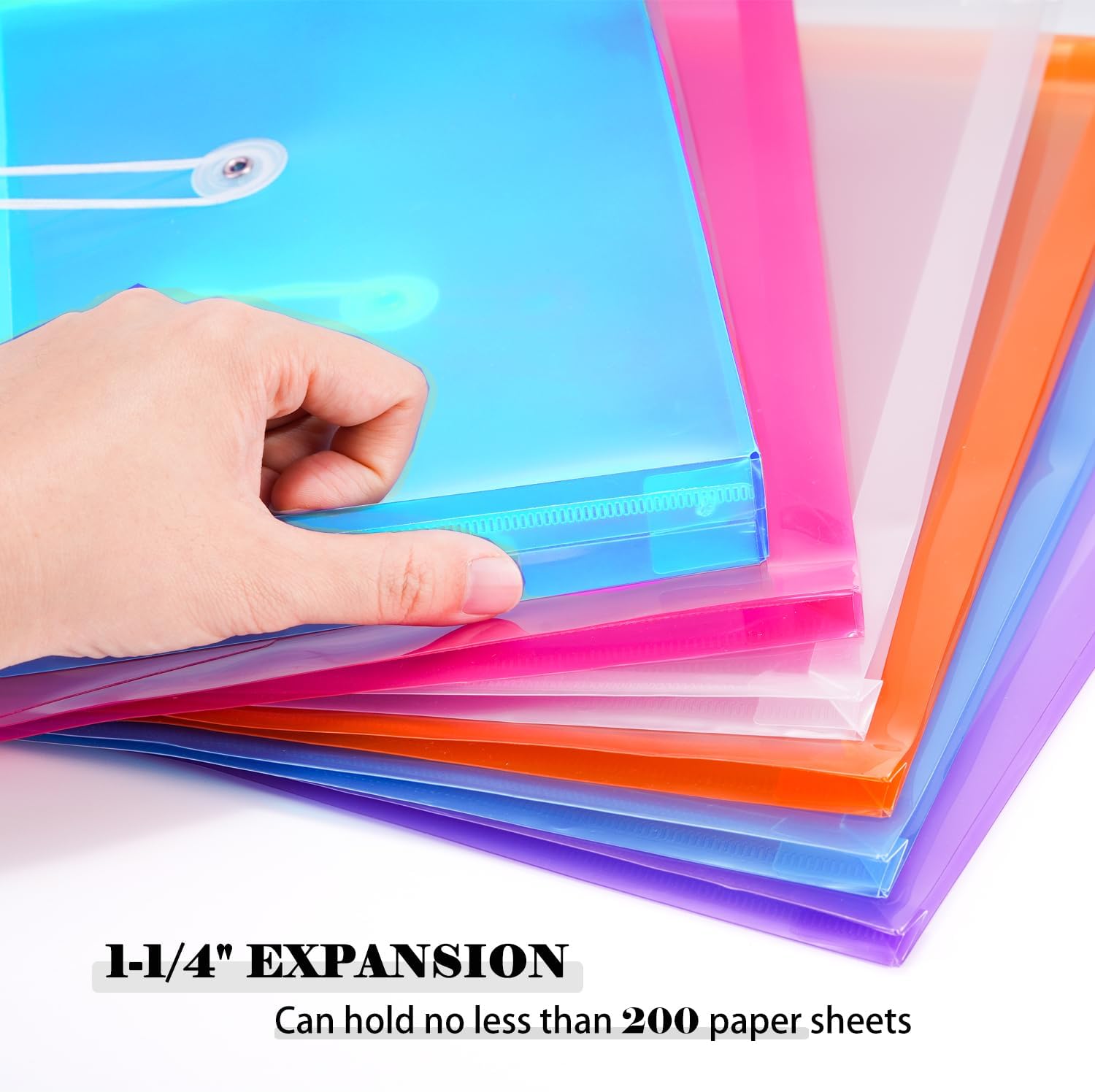 Legal Size Plastic Envelopes with String Tie Closure, 1-1/4" Expansion Clear Poly Envelope Side Loading File Folder Document Organizer for Legal Size Paper, Filing Folders, Office School Home (28)