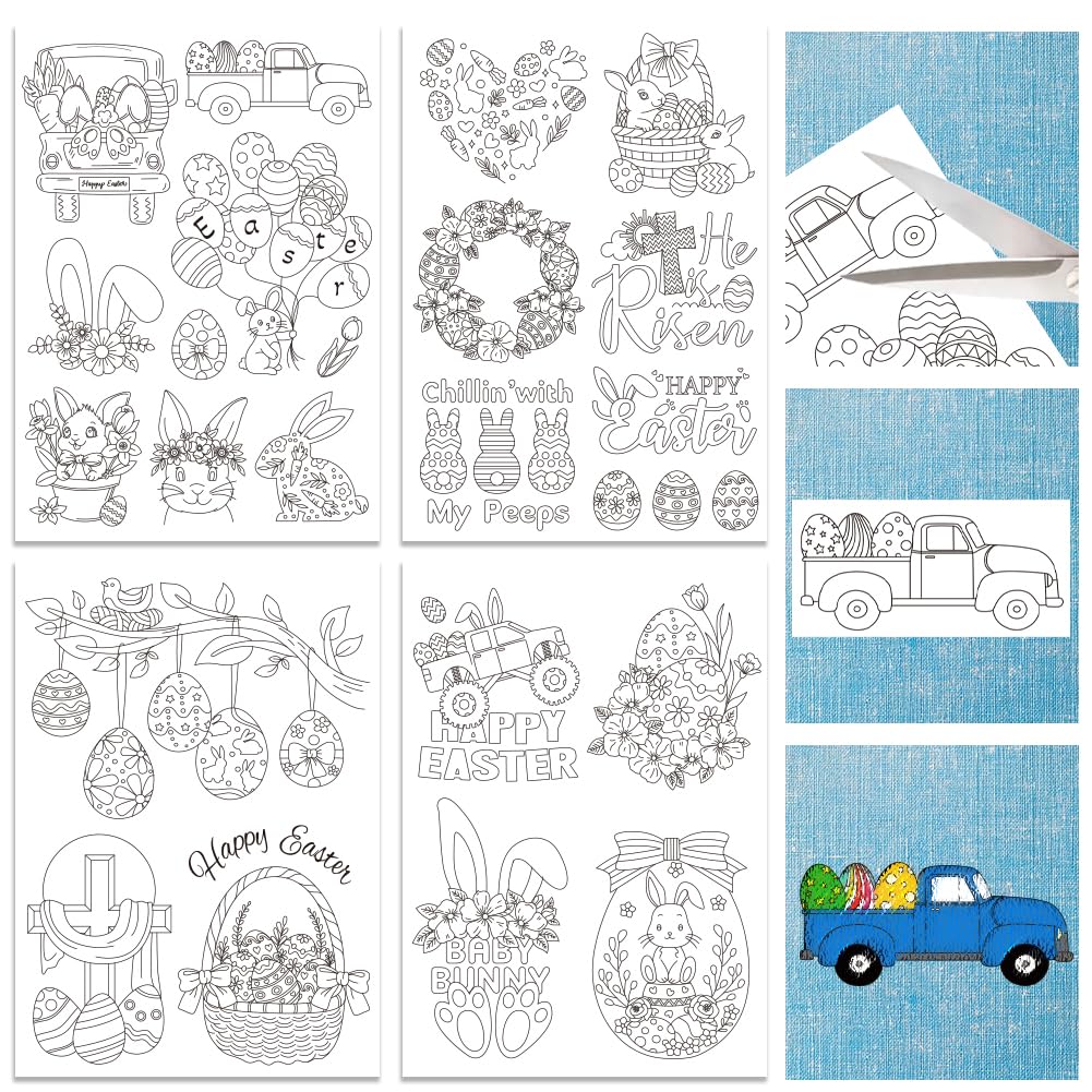 Papier à broder à la main soluble à l'eau ORIGACH feuilles motifs Pâques