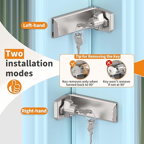 Miniatura 6 de Cerradura de puerta corredera de 90 grados, cerradura de seguridad en ángulo recto de cerrojo, pestillo de puerta apto para granero, jardín, valla,