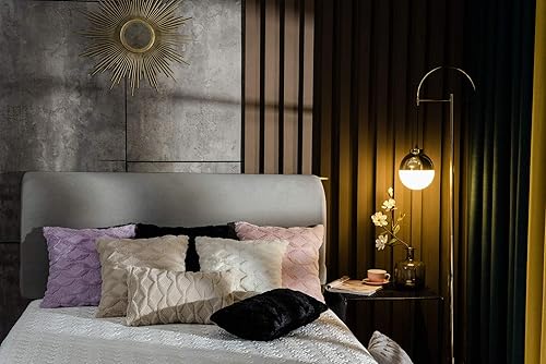 Miniatura 5 de JUSPURBET Juego de 2 fundas de almohada decorativas de felpa lumbar de doble cara de 12 x 20 pulgadas, fundas de almohada lujosas y suaves color