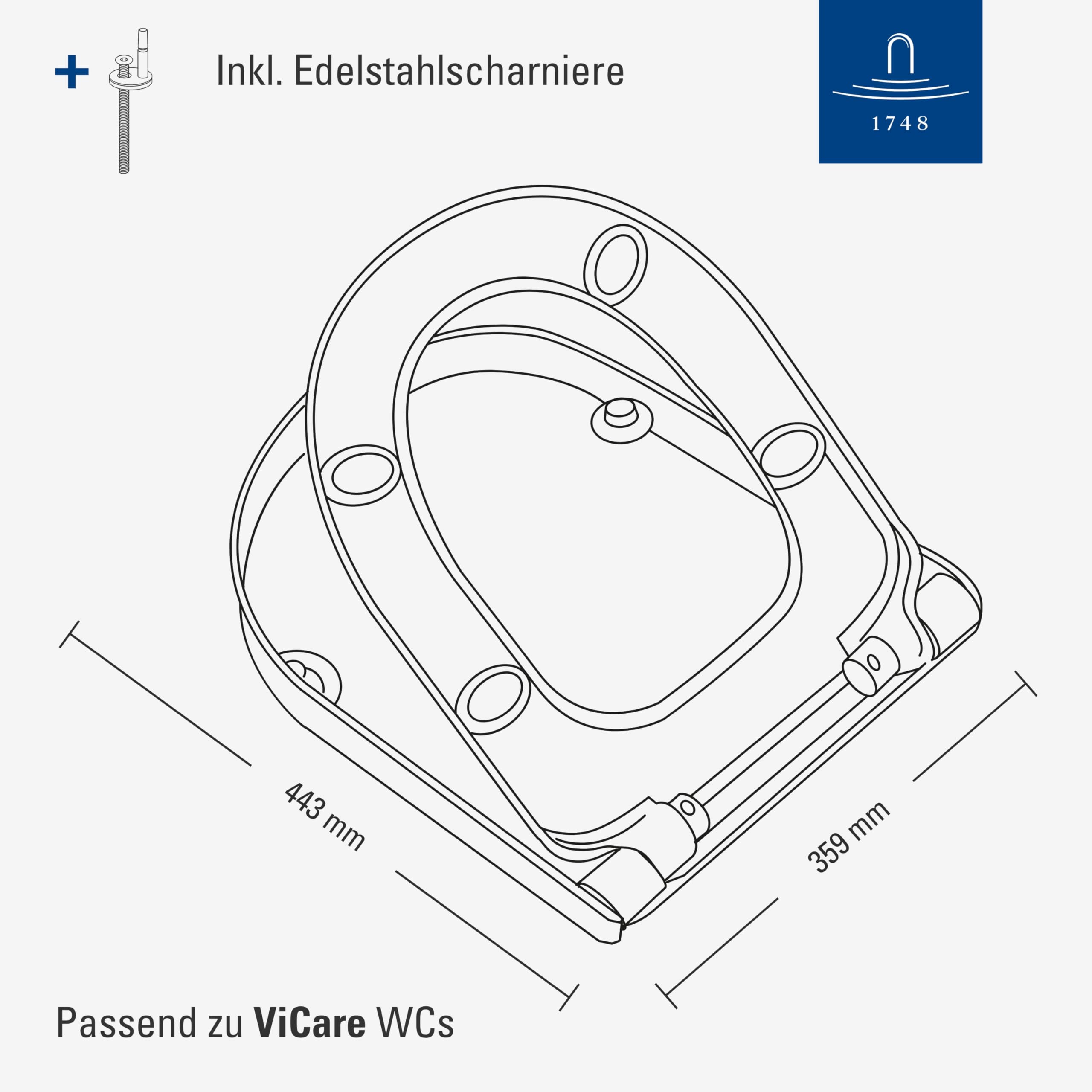 Villeroy & Boch ViCare WC-Sitz, mit SoftClose, D-Form – Weiß Alpin | Barrierefrei, mit Absenkautomatik, abnehmbar, aus bruchsicherem Duroplast, Original Ersatzteil, 9M51B101