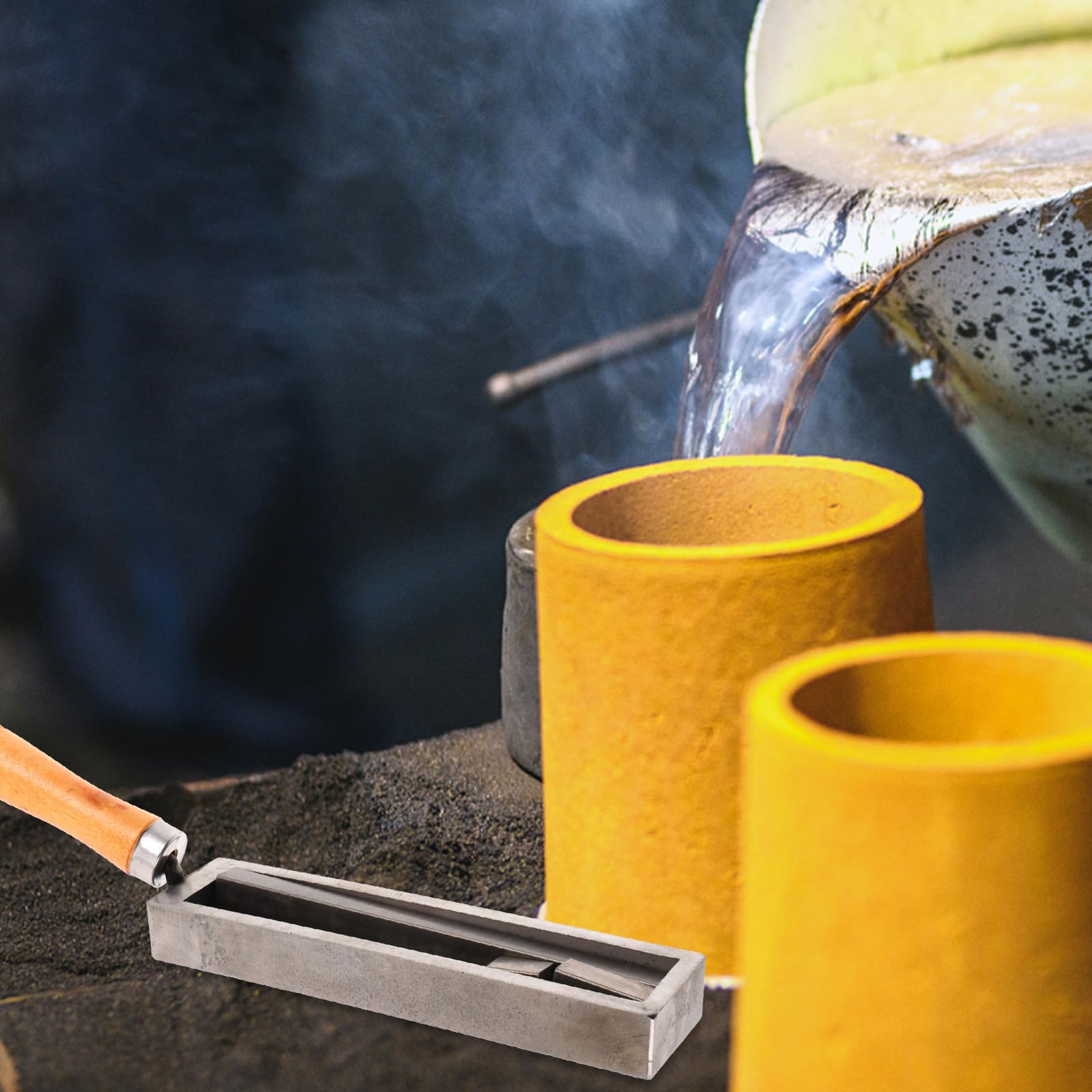 Graphitformen zum Gießen von Metall in Streifenform mit Holzgriff Schnelles Erhitzen und Gießen für Keramik und Glasindustrie