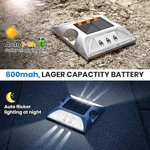 Miniatura 4 de NPKRRSK Marcador de pavimento elevado solar de alto brillo IP68 Reflector de energía solar impermeable para contorno de carretera, luz intermitente