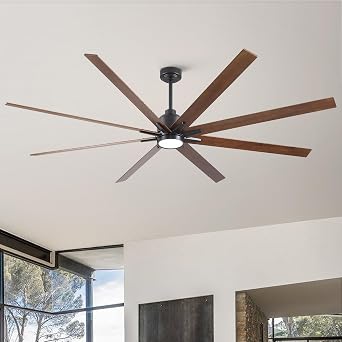84" Ceiling Fan with Light and Remote Control, Extra Large Ceiling Fan Modern for Living Room, Outdoor, with Reversible Energy-Efficient Operation, Quiet Performance, Brown