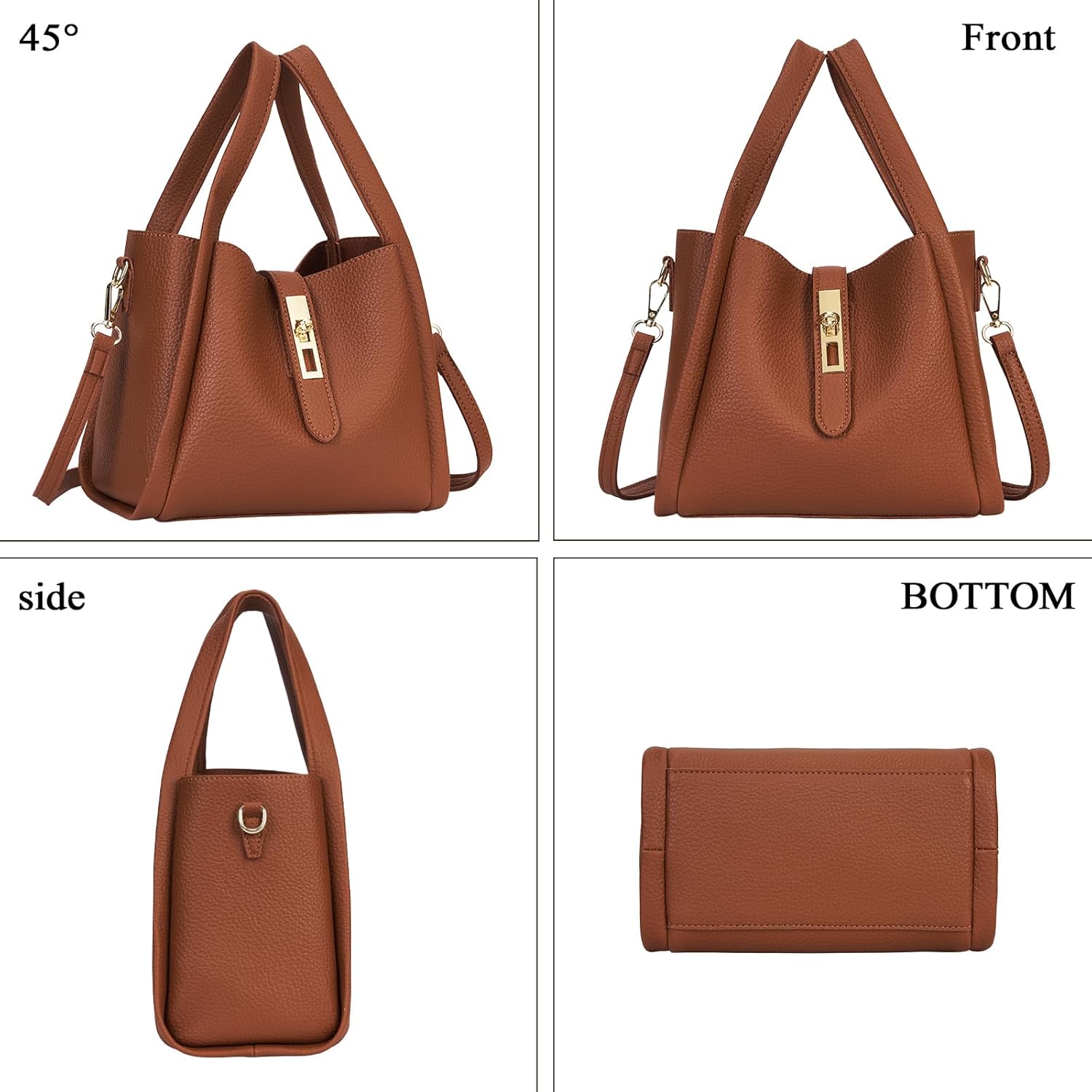 hibear Trendy Vintage Bucket Bag Women's Crossbody Bucket Bag Work Handbag Carry all Shoulder Purse with Adjustable Strap