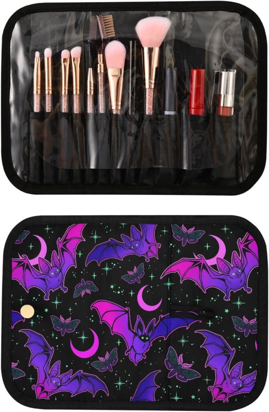 MNSRUU 3 PCS Toiletry Bag， Purple Bat Gothic Hanging Makeup Bag for Toiletries Travel Toiletry Bags Set for Traveling, Travel Organizer for Accessories