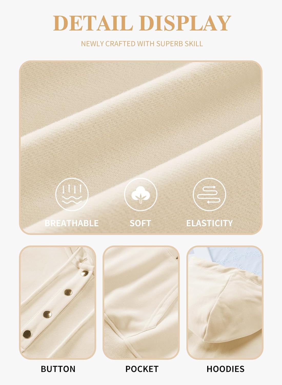 Eytino Plus Size Hooded Tops for Women Long Sleeve Button Collar Drawstring Hoodies Pullover Sweatshirts with Pockets(1X-5X) - Image 5