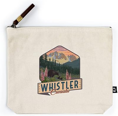 Lantern Press Whistler, Canada, Bear Family and Spring Flowers, Contour (100% Cotton Canvas Travel Accessory Go Bag)