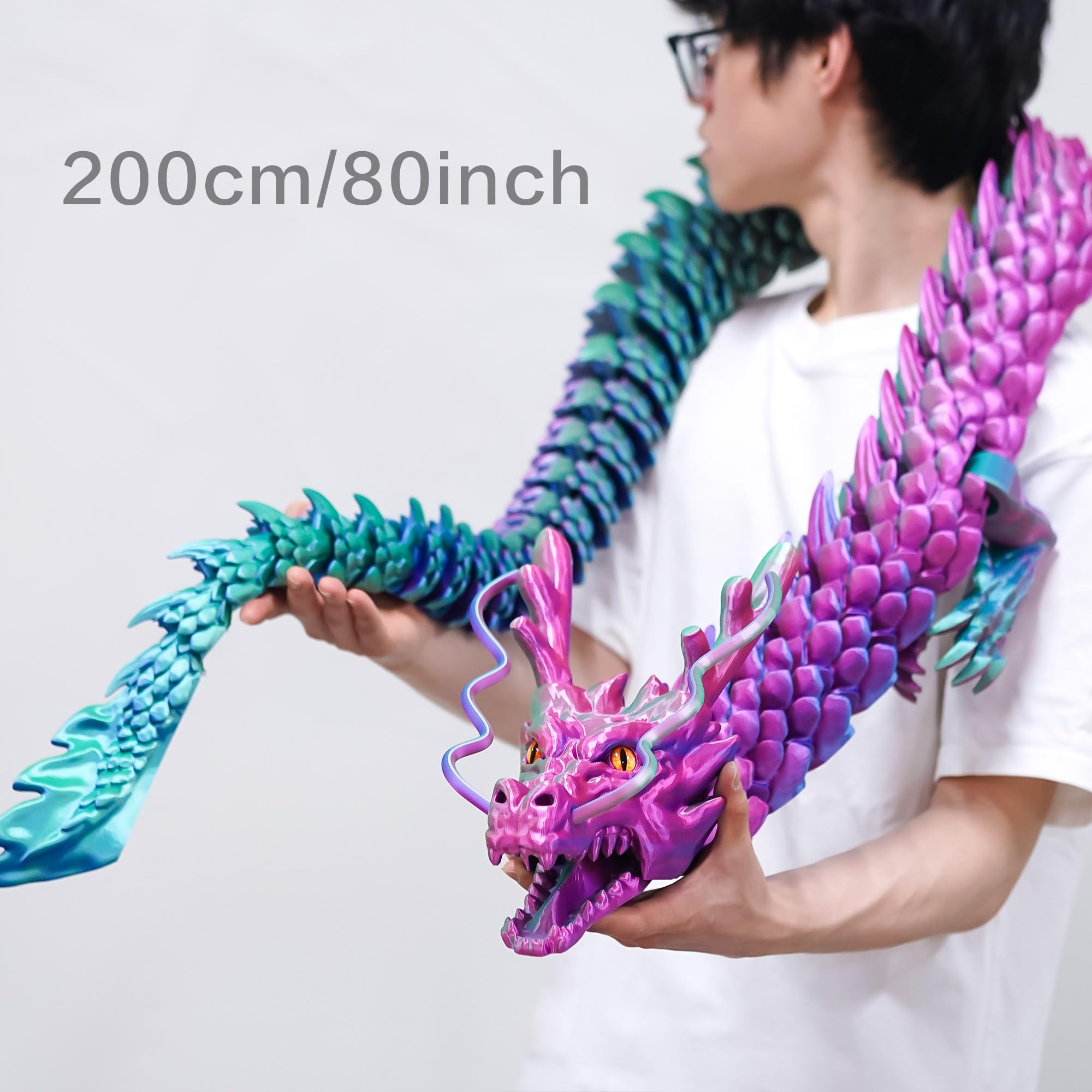 Großes 3D-gedrucktes Drachenspielzeug, XXL-Tiere, 200,7 cm, super lange und große Lacertid-Figuren, riesiges 3D-Druck-Zeug, Dracheneier, riesige Fidget-Actionfiguren, coole 3D-Druck-Geschenke (200,7