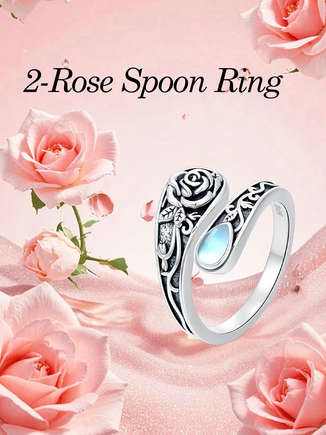 WINNICACA 925 Sterling Silver Spoon Ring Adjustable Thumb Ring Boho Open Vintage Rings Birthday Mothers Day Gifts for Mom
