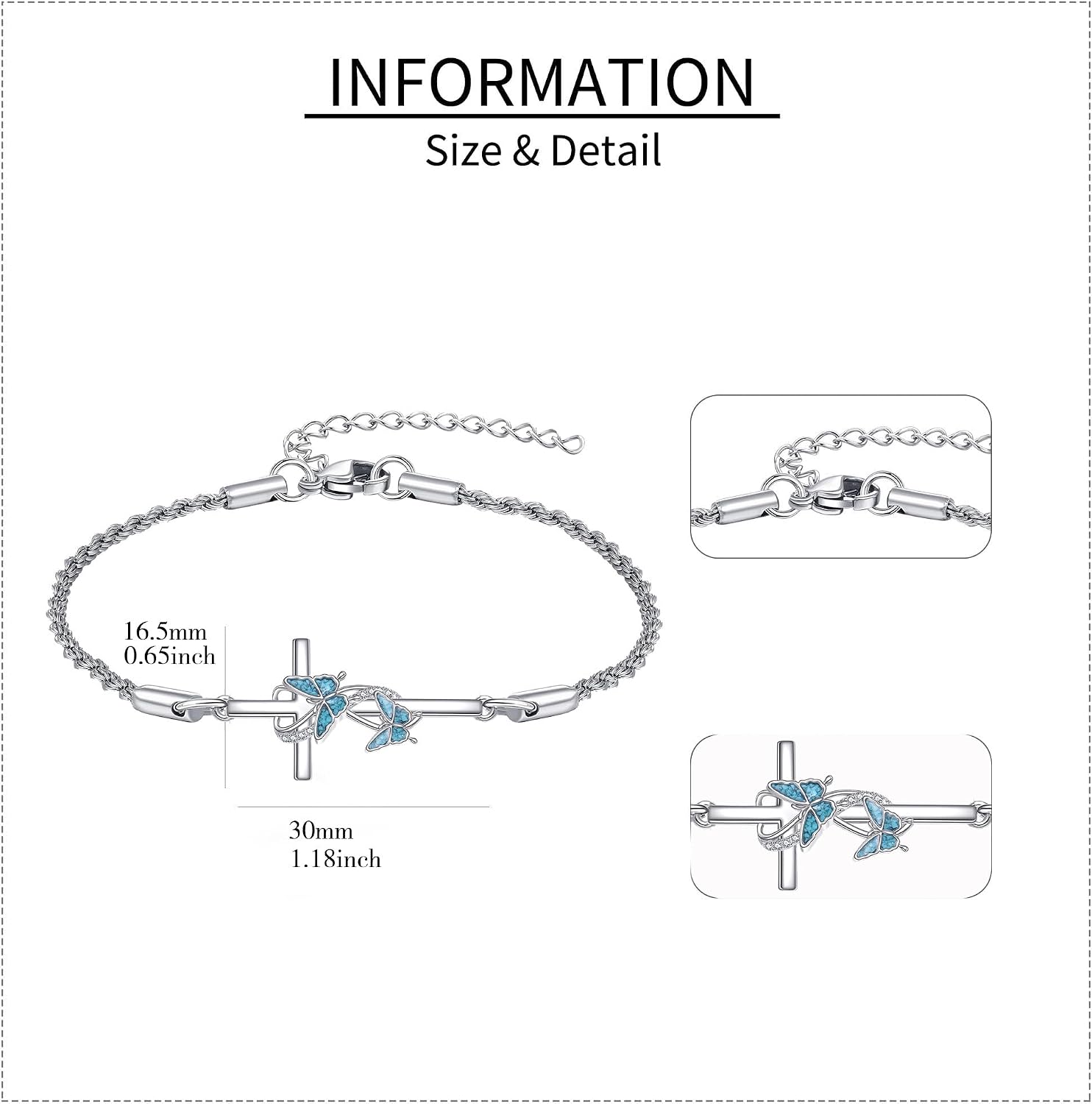 ONEFINITY Cross Bracelet 925 Sterling Silver Turquoise Cross Bracelet Religious Jewelry Gifts for Women