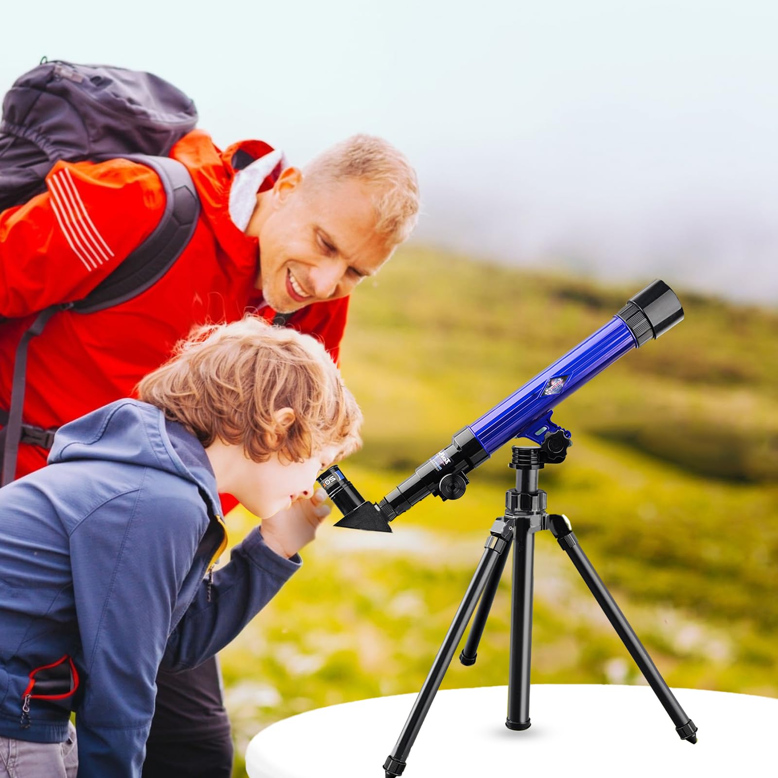 Telescopio para niños de 8 a 12 años – Brújula de deseos telescópica de astronomía para principiantes, aumento de 20 x 30 x 40 x, portátil para viajes, regalo y juguete para niñas y niños (azul) 4