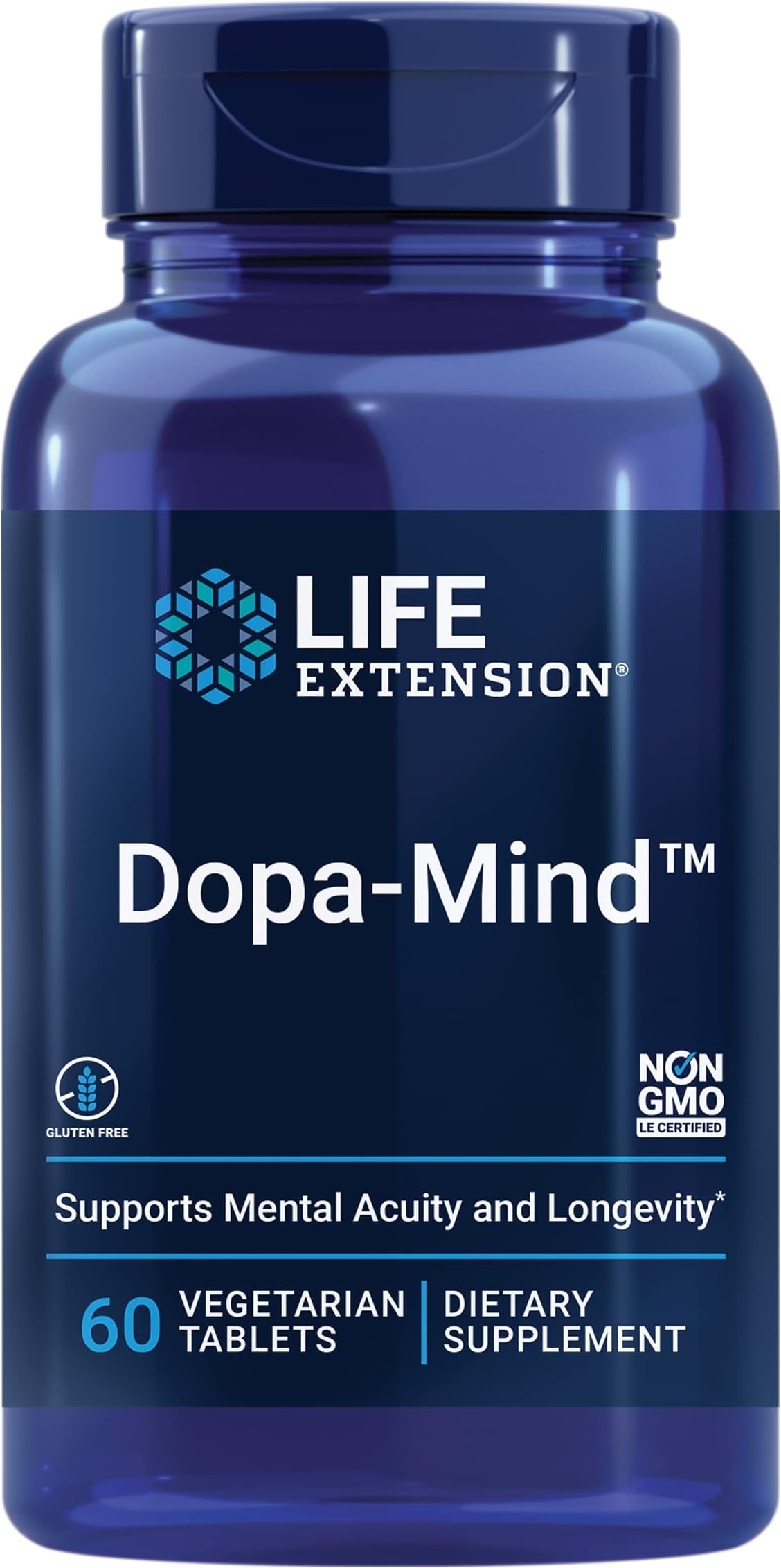 Life Extension Dopa-Mind™, Dopamine Support Supplement, Supports Cognitive Performance, Healthy Dopamine Production, Gluten-Free, Non-GMO, Vegetarian, 60 Tablets
