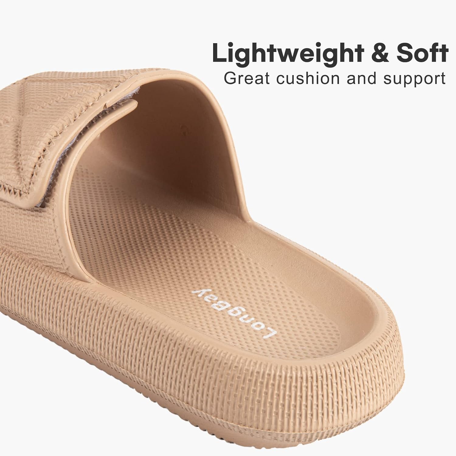 LongBay Comfy Cloud Cushion Slides for Women and Men | Soft Thick Sole EVA Sandals with Adjustable Strap | Non Slip Shower Slippers - Image 5