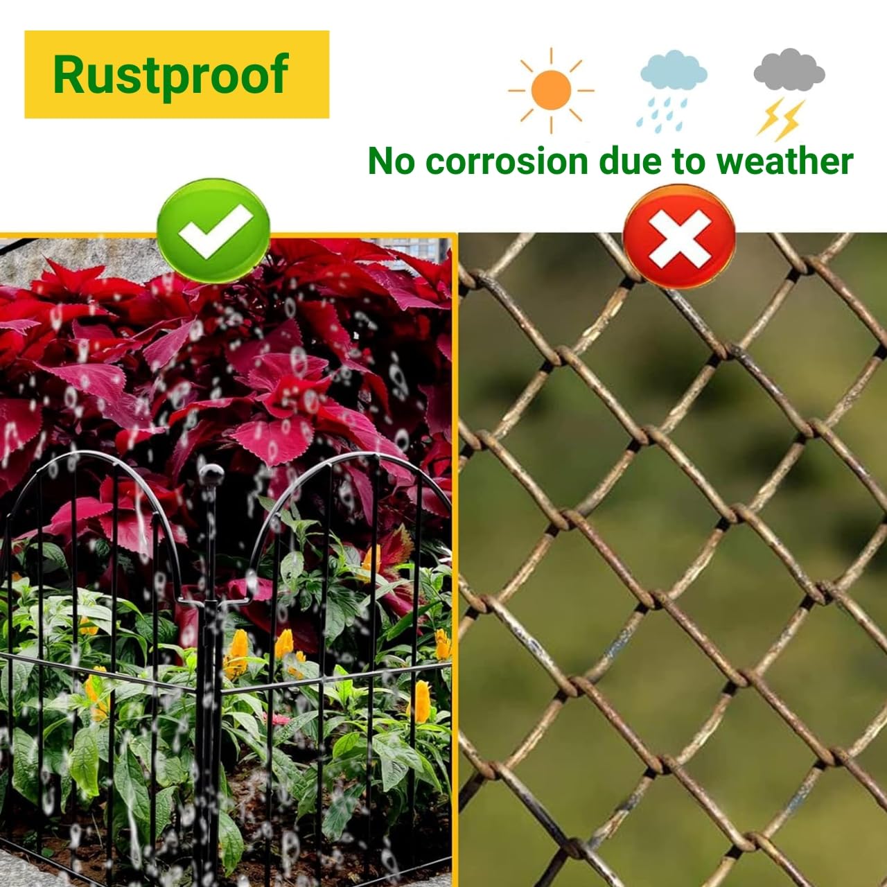 ecofynd 5 Pack Decorative Garden Fence 2ft(H) X 6ft(L), Rustproof Metal Wire Fencing Flower Bed Animal Barrier, Landscape Patio Yard Folding Ornamental Panel Border Edge Section for Dog Outdoor, GF5 - Image 5 thumbnail