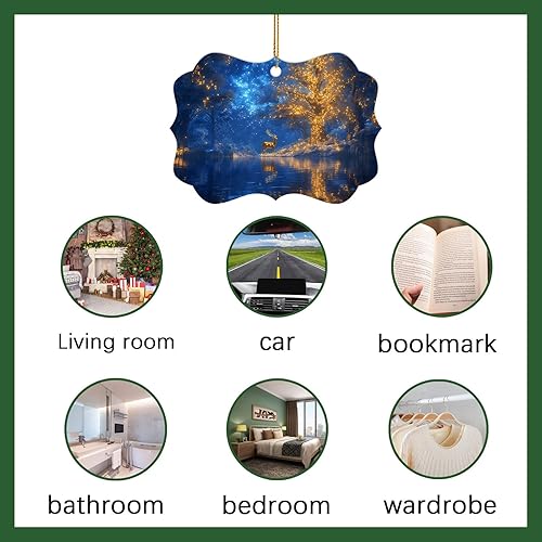 Miniatura 5 de 20 adornos de sublimación de metal de 3.9 x 2.8 pulgadas, adornos de sublimación de doble cara, adornos de Navidad de sublimación en blanco para