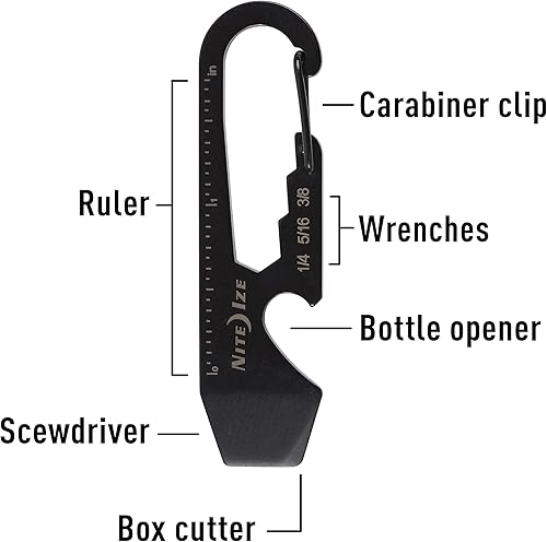Miniatura 3 de Nite Ize DoohicKey - Llavero multiherramienta de acero inoxidable 5 en 1 multiherramienta con abridor de botellas  clip de mosquetón color negro