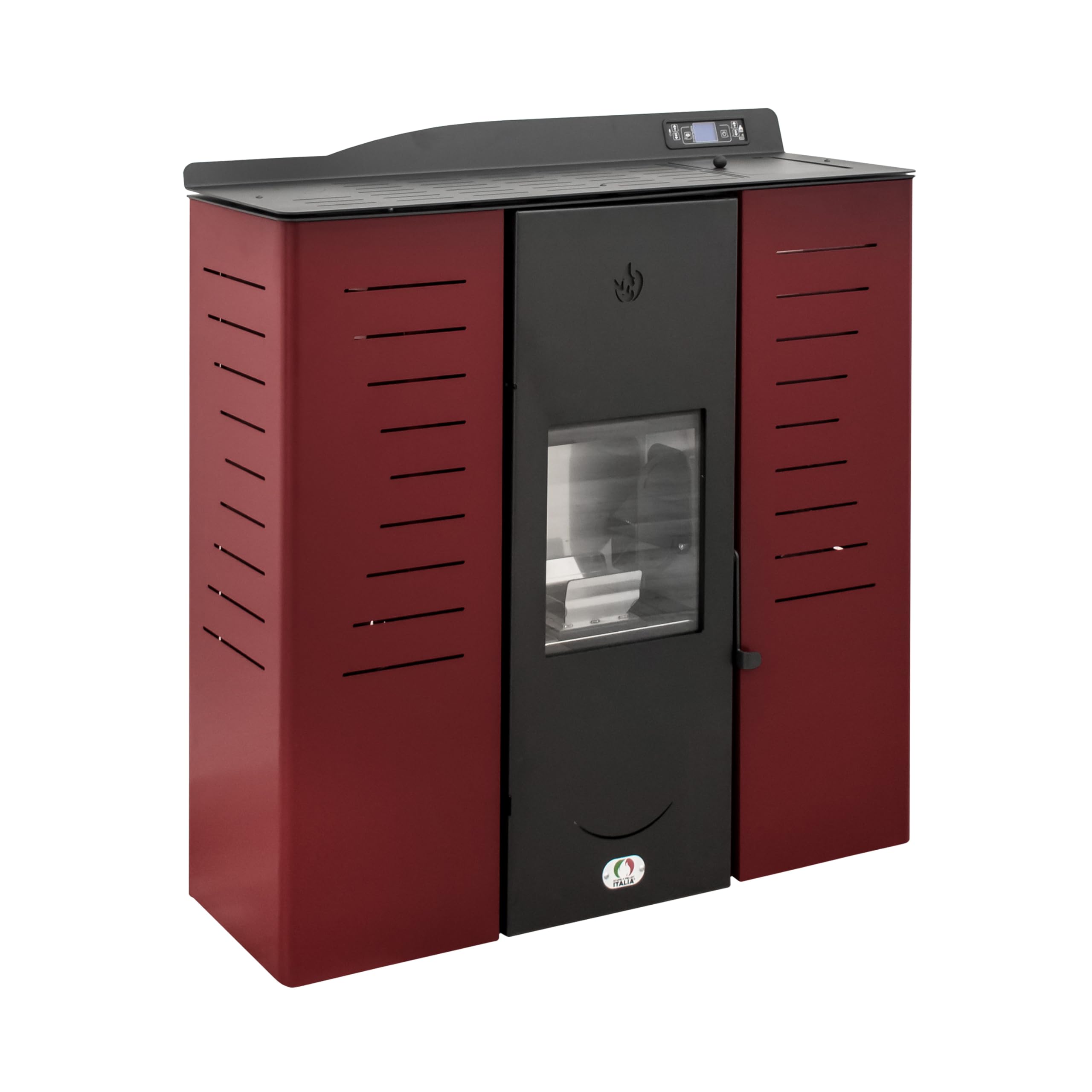 STUFE A PELLET ITALIA Italia 22 KW – Estufa de pellets Hydro para calefacción y agua caliente, eficiencia 90% calentador, 140 m², diseño fino, autonomía de 16 h, programable, 5 potencias, garantía de