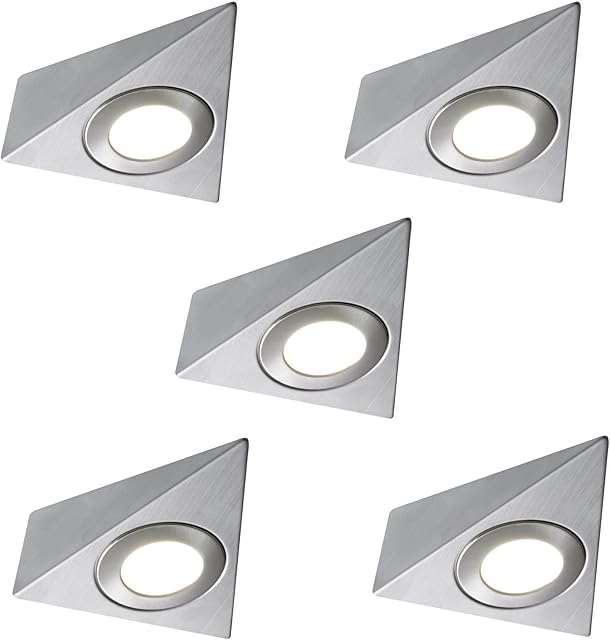 5 X LED Mains Triangle Light Kitchen Under Cabinet Unit Cupboard Cool White