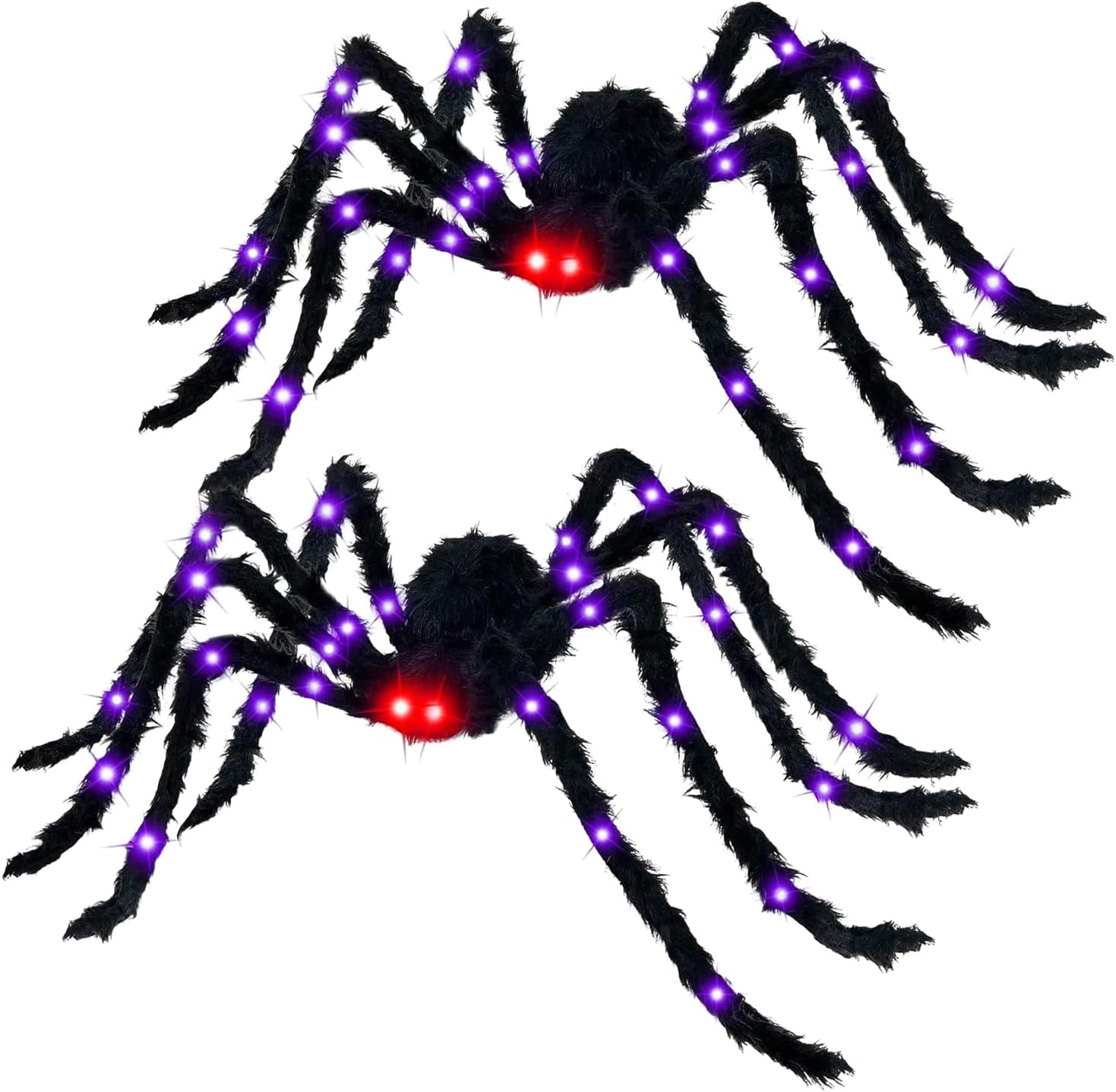 78" Jumbo Halloween Light Up Spider - Scary Giant Spider Decorations with Red Lighted Eyes for Indoor Outdoor, Haunted House, Yard Party & Home Decor
