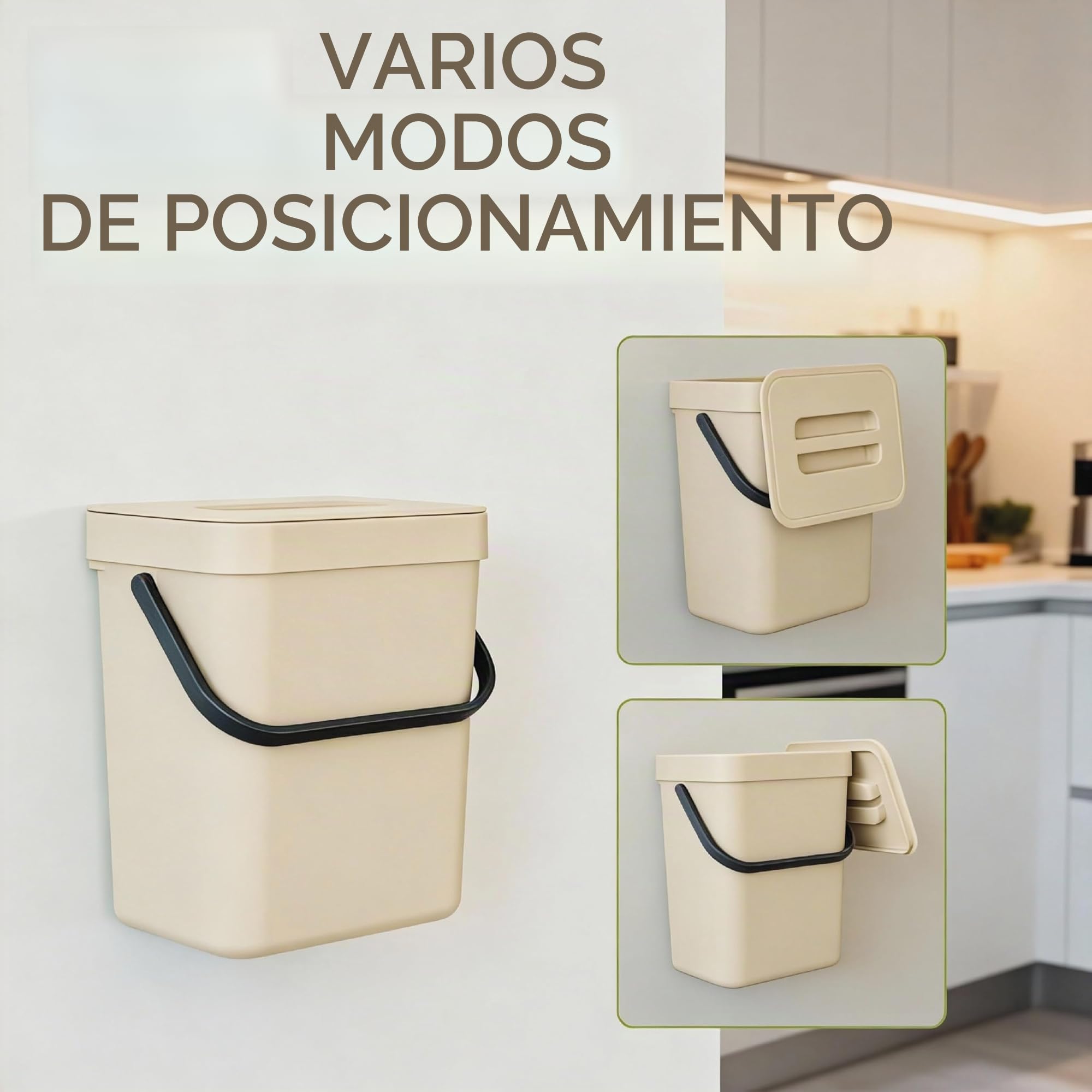 PERFETTO Cubo de basura húmedo/residuos orgánicos para colgar – Col. Gino – 5 l – Hielo