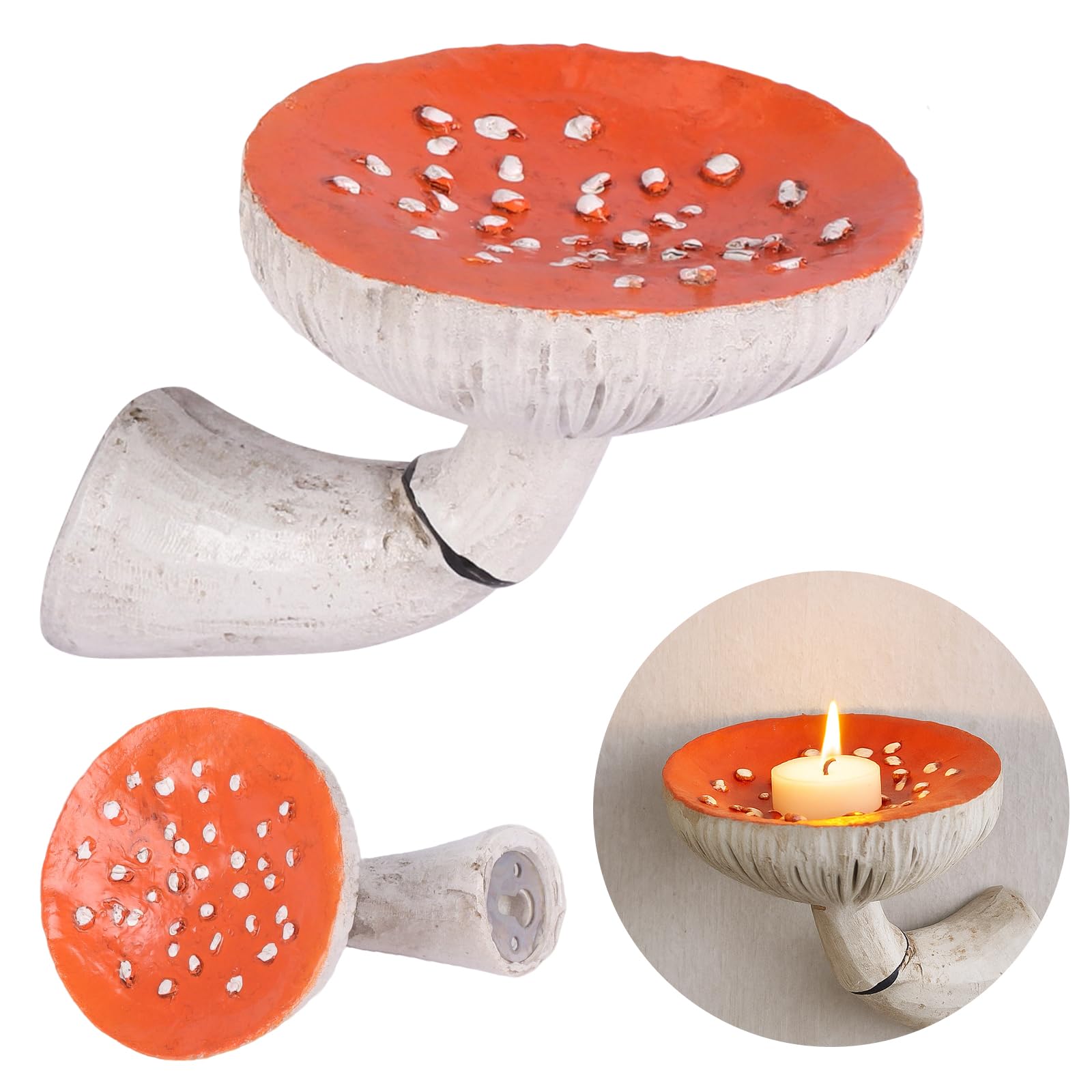 Kunyeah Mushroom Hanging Shelf,Wall Floating Shelf Mushroom Shaped Resin Hanging Ornaments Home Decor Wall Storage Shelves for Bedroom, Living Room, Bathroom (Medium)