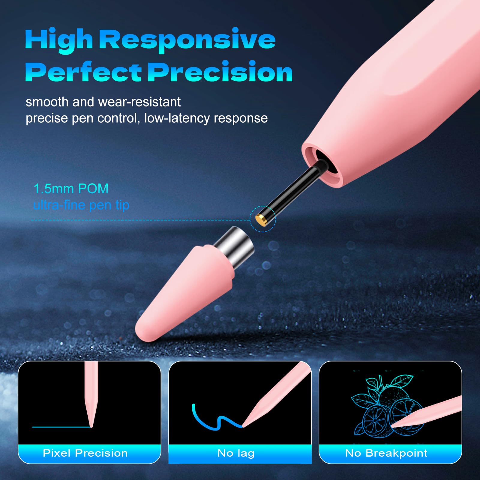Lápiz capacitivo activo para pantallas táctiles con diseño magnético, recargable, universal, lápiz capacitivo de punta fina para iPad Pro/Air/Mini/iPhone/iOS/Android/tabletas, escritura y
