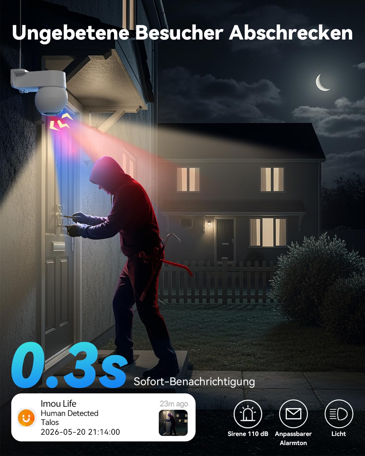 Imou 2K Überwachungskamera Aussen mit Dualband 2,4/5GHz Wi-Fi 6 | Personen-/Fahrzeugerkennung, Farbnachtsicht, 360° PTZ WLAN Kamera Überwachung Aussen Auto Tracking, 2-Wege-Audio, Privatmodus