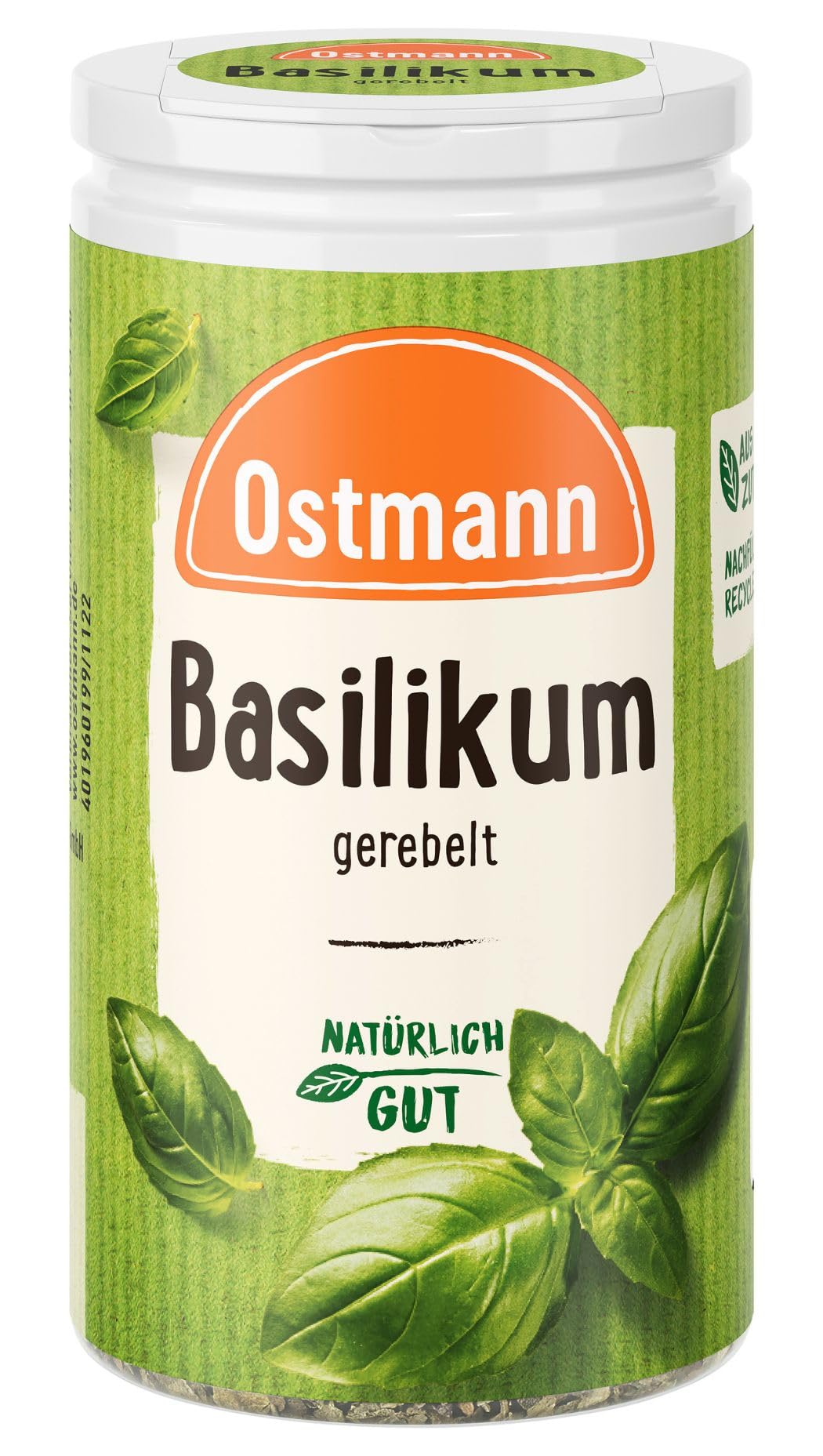 Ostmann Gewürze - Basilikum gerebelt | Nachfüllbare & recyclebare Verpackung | 12.5 g in der Streudose | Mit praktischem Streuaufsatz