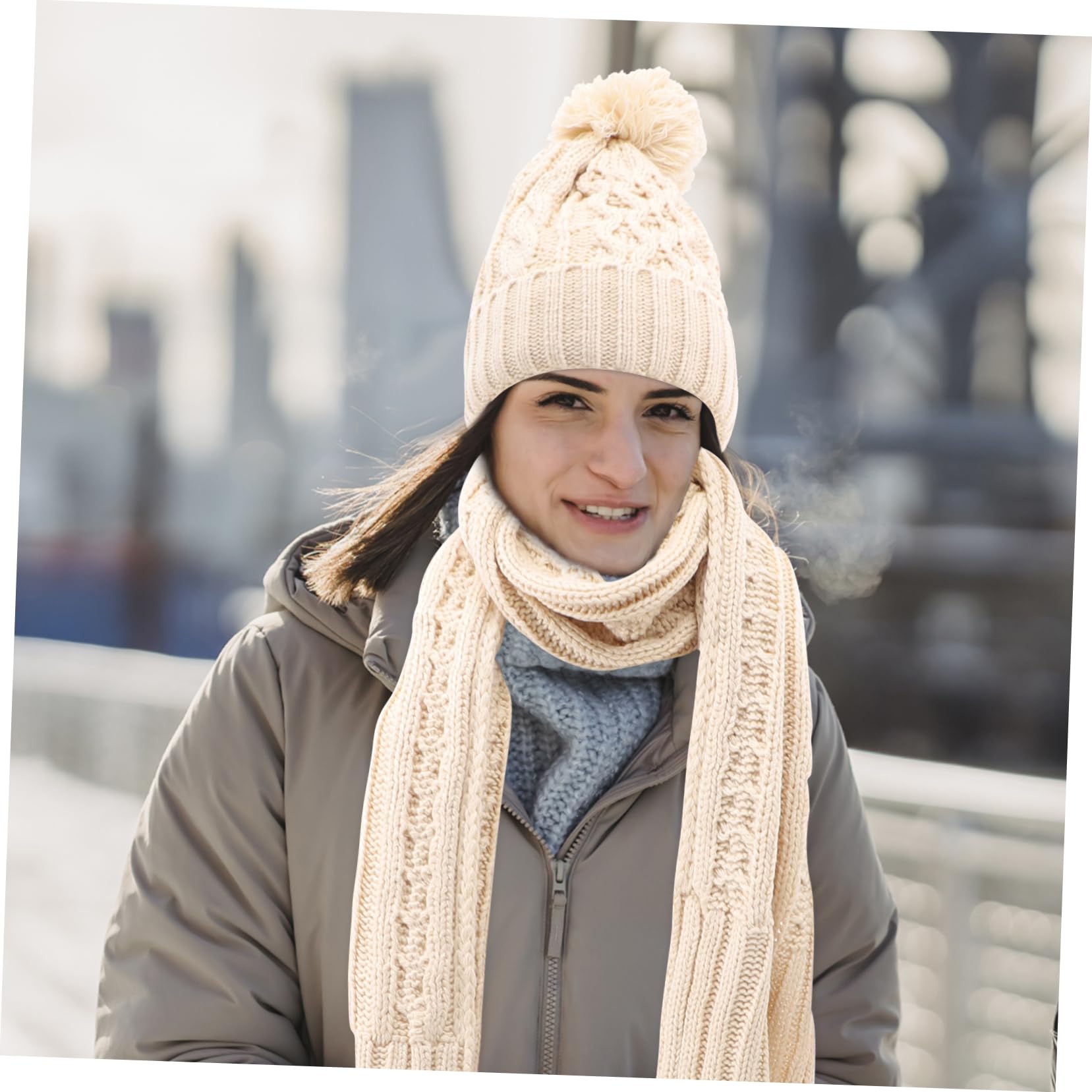 Healvian Gorro De Lana Bufanda Guantes Tres Gorros De Invierno Gorros Suaves Guantes Mitones De Invierno Bufanda De Punto Bufanda De Mujer Trajes De Invierno Para Mujer Guantes