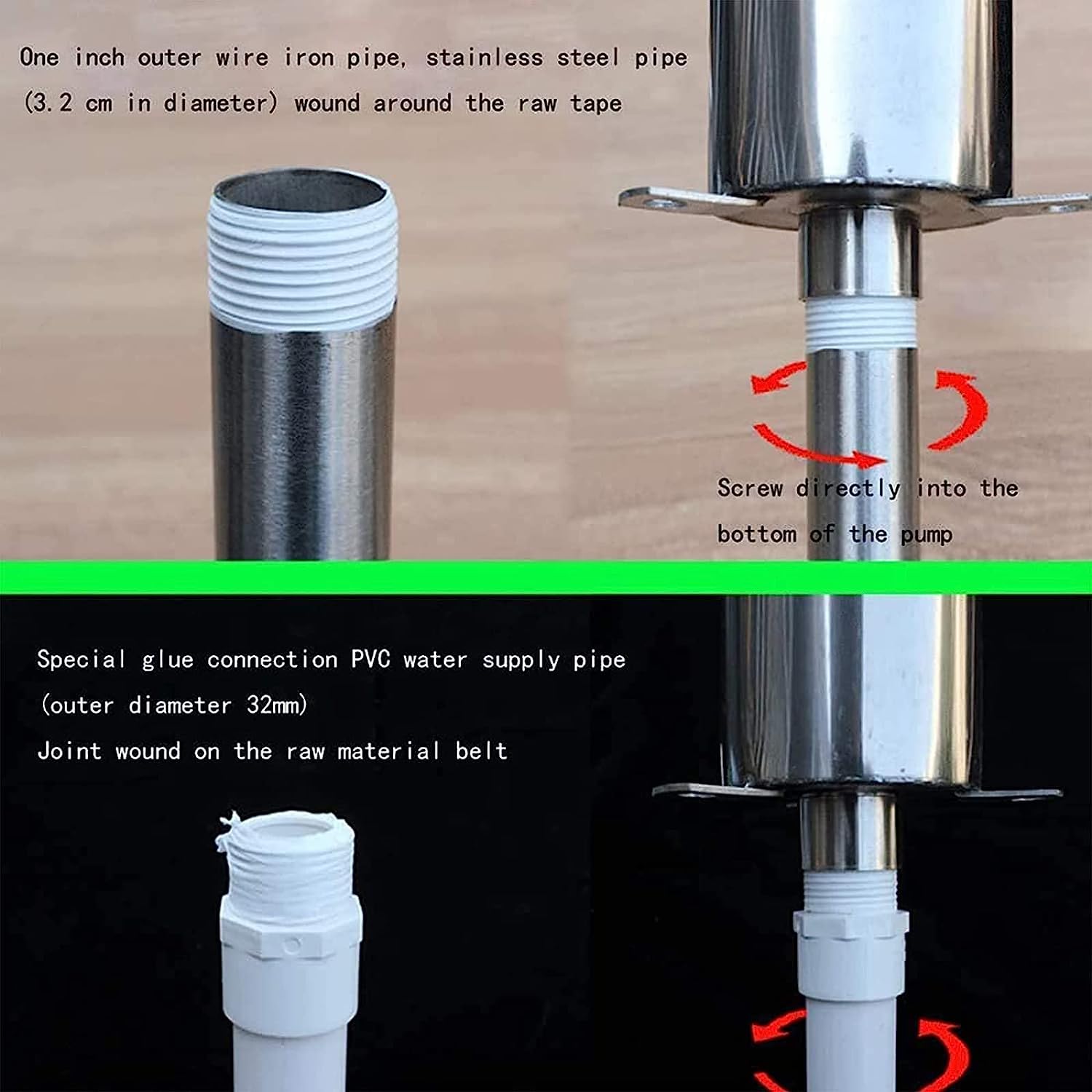 Pompa manuale per pozzi di aspirazione, pompa manuale in acciaio inox per pompare acqua sotterranea in giardini domestici e applicazioni marine, pompa da pozzo a pressione manuale durevole e senza