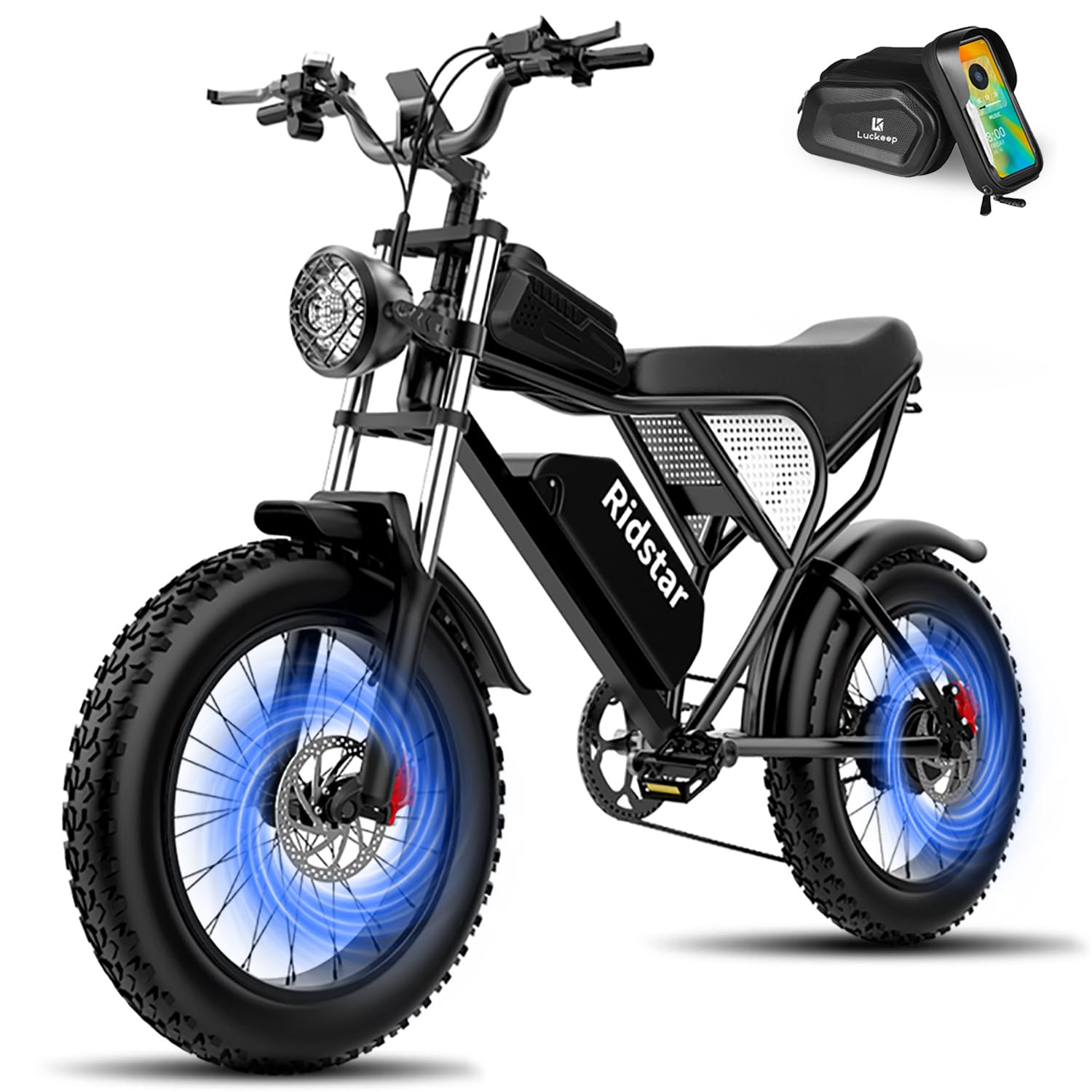 BENIFORE Electric Bike for Adults, 1000W/2000W, 25/30/35MPH Electric Dirt Bike, 48V 15/20AH, 52V 40AH Battery, Max 40-180 Miles, 20" Fat Tire Ebikes, Full Suspension & Hydraulic Brakes