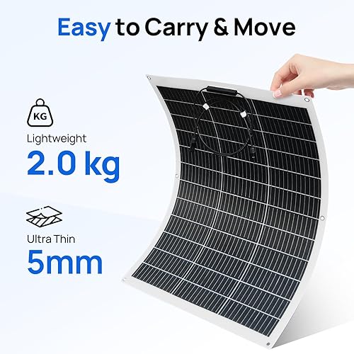 Miniatura 10 de ECO-WORTHY Kit de panel solar flexible de 130 vatios y 12 voltios para casa rodante, barco y superficies irregulares 1 panel solar mono de 130 W +