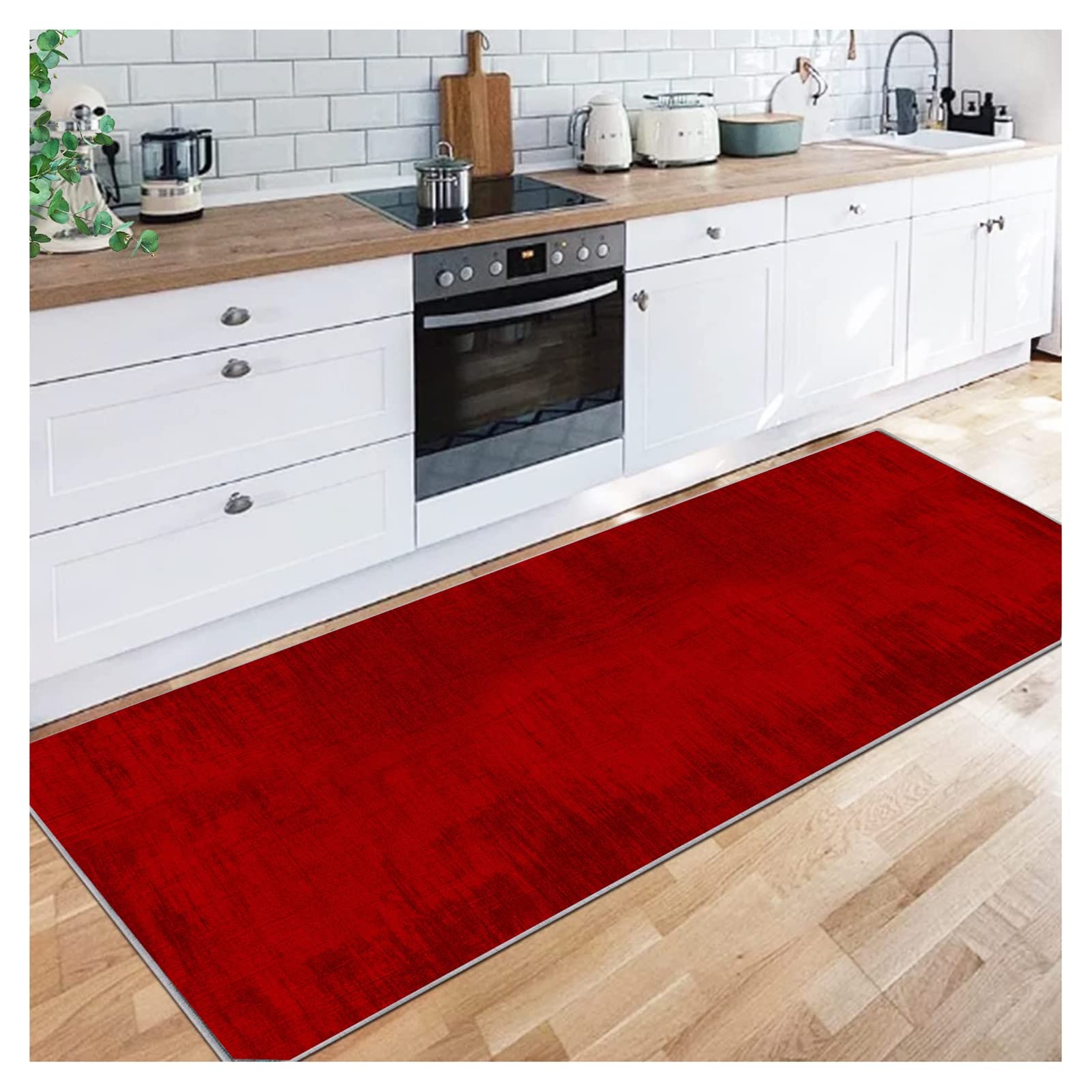 Siunwdiy Abstract Carpet Runner for Hallways Extra Long 80X340CM, Burgundy Non Slip Washable Runner Rug, Modern Narrow Hallway Carpet for Kitchen Living Room Bedroom Entryway, Durable Floor Mat — image 1