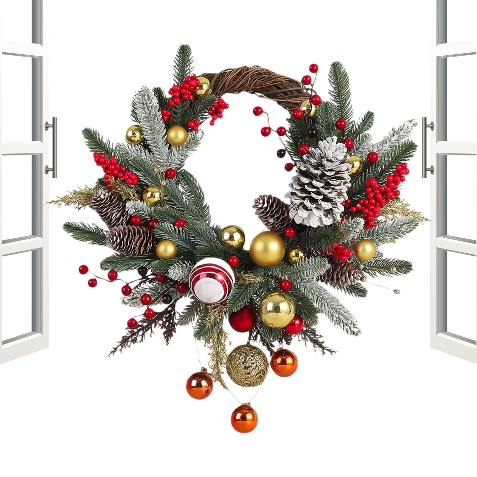 Corona de Navidad para Exterior Decoración con Guirnalda para Pared | Coronas De Navidad E Invierno Para Interiores Durante La Temporada De Invierno En Garaje, Exterior, Interior, Ventana, Casa,