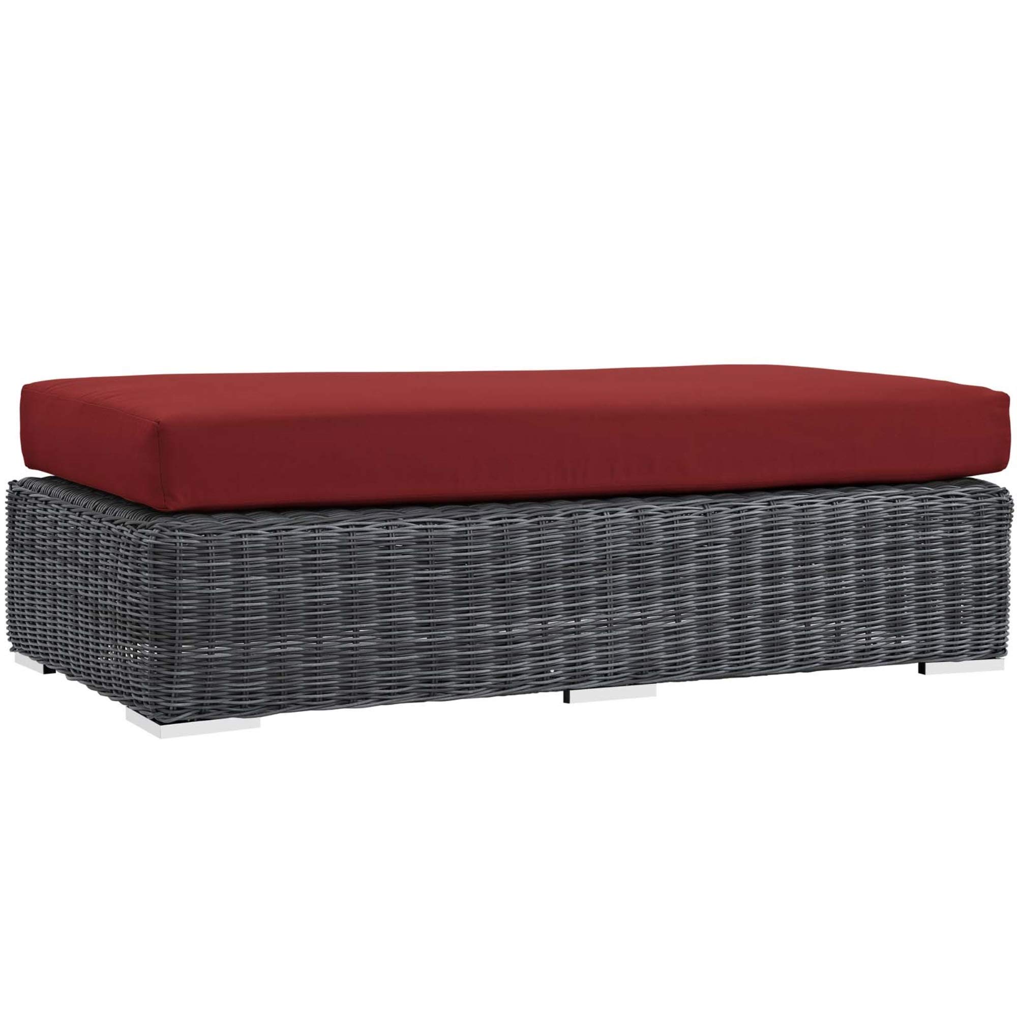 Ergode Summon Outdoor Patio Sunbrella Rectangle Ottoman | Unparalleled Comfort & Quality | Two-Tone Rattan Weave | Sunbrella Cushions | UV Protection | Powder-Coated Aluminum Frame
