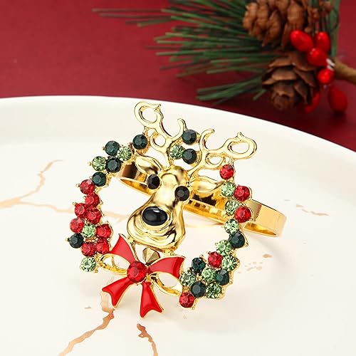 Miniatura 8 de WILLBOND 18 servilleteros de Navidad para cenas de Navidad, fiestas, accesorios de decoración de mesa de adorno de boda (estilo simple)