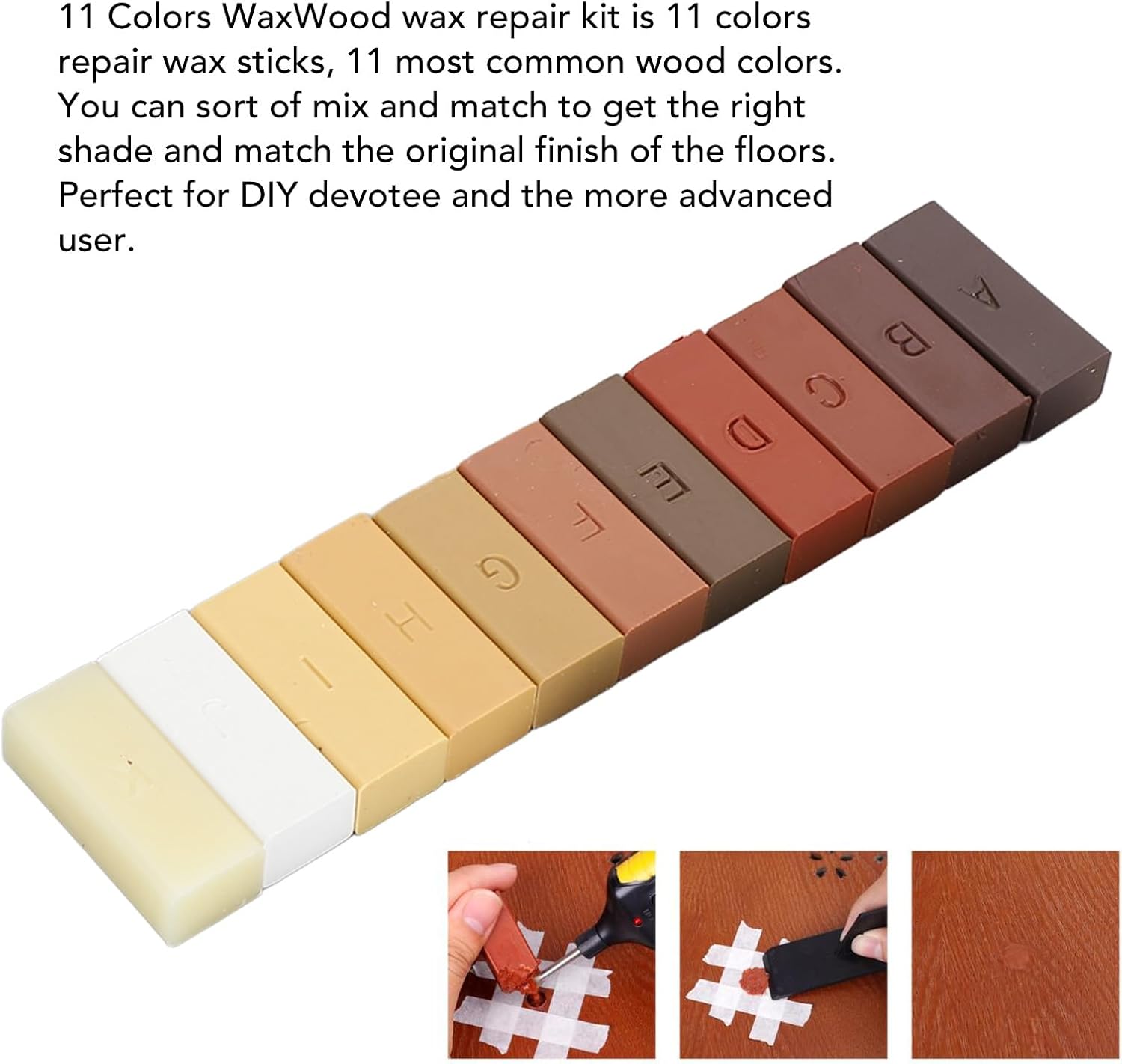Floor Repair Kit, Floor Repair Wax Kit, Repair Scratches Cracks Holes Wood Floor Repair Kit with 11 Colors Hard Wax Filler for Wooden Floor Door Cabinet