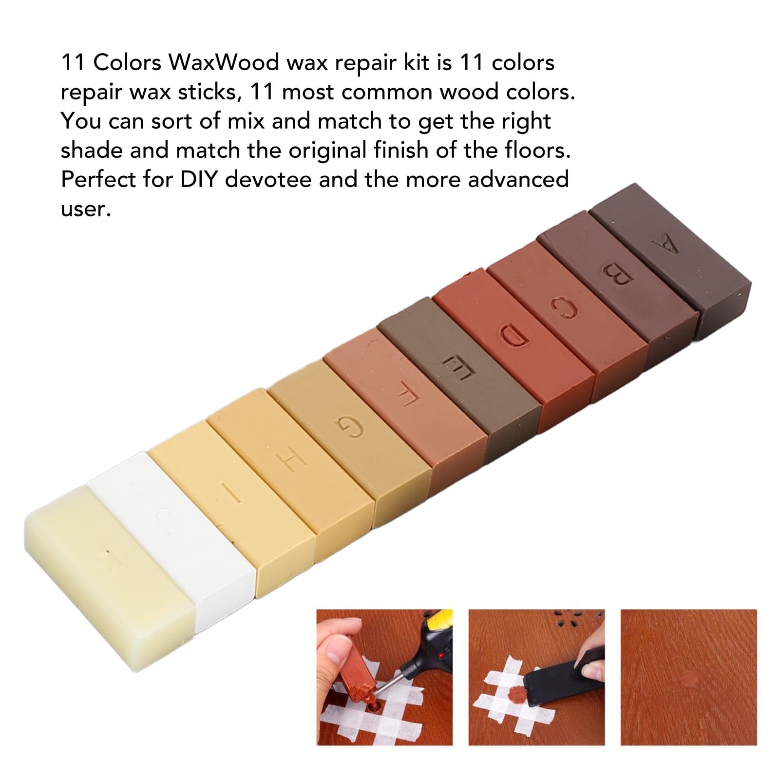 Natudeco Floor Repair Wax Kit Repair Scratches Cracks Holes Wood Furniture Touch Up Kit with 11 Colors Hard Wax Filler for Hardwood Door Table Cabinet